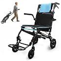 Wheelchairs for Adults –Transport Wheelchair Lightweight Foldable with Telescopic Handle, 18-Inch Seat Width, Portable Travel Wheelchair for Seniors, Supports Up to 350 lbs,Blue