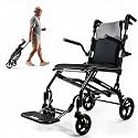 Wheelchairs for Adults –Transport Wheelchair Lightweight Foldable with Telescopic Handle, 16-Inch Seat Width, Portable Travel Wheelchair for Seniors, Supports Up to 350 lbs,Grey