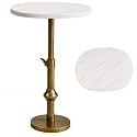 WHGBJA Adjustable Drink Table, Faux Marble Pedestal Side Table, 12“X30