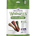 Whimzees Wellness Brushzees Natural Dog Dental Treat, VOHC Accepted Chews, Freshens Breath, Extra-Small Size, 12.7 oz Bag, 48 Count (Pack of 6)