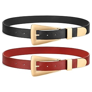 WHIPPY 2 Pack Women Leather Belts Ladies