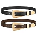 WHIPPY 2 Pack Women Leather Belts Ladies