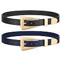 WHIPPY 2 Pack Women Leather Belts Ladies