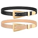 WHIPPY 2 Pack Women Leather Belts Ladies