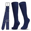 WHIPPY Baseball Socks and Belt Combo Set Knee-High Softball Socks & Adjustable Elastic Belt for Kids Youth Adult