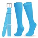 WHIPPY Baseball Socks and Belt Combo Set Knee-High Softball Socks & Adjustable Elastic Belt for Kids Youth Adult