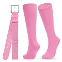 WHIPPY Baseball Socks and Belt Combo Set Knee-High Softball Socks &amp; Adjustable Elastic Belt for Kids Youth Adult