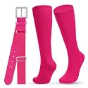 WHIPPY Baseball Socks and Belt Combo Set Knee-High Softball Socks &amp; Adjustable Elastic Belt for Kids Youth Adult