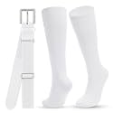 WHIPPY Baseball Socks and Belt Combo Set Knee-High Softball Socks & Adjustable Elastic Belt for Kids Youth Adult