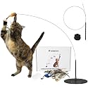 Whiskertons Interactive Bird Simulation Cat Toy Set, Interactive Cat Toys for Indoor Cats, Cat Feather Toy, Self-Holding Suction Base, 5 Replacement Birds, Feathers & Bells (Standard Hybrid Bundle)