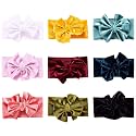 WHISKET Band Velvet Headband Bows Turban Head Wrap Hair Bands for Baby Girls, Toddlers and Girls [pack of 8] - Multicolor