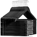 WHISKET Black Premium Wooden Hangers Wood Clothes Hangers Smooth Finish Wood Hangers for Closet Heavy Duty Hangers Suit Hangers for Clothes (50)