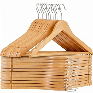 whisket  wooden hanger set -non-slip versatile closet space-saving hanger set for suit coat camisole jacket pants and dresses with rotating swivel hook - natural wood 4 beige