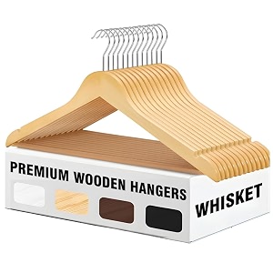 whisket - natural wooden clothes hangers  smooth finish clothes hangers for wardrobe organization  suitable for shirts coats suits amp dresses beige pack of 80