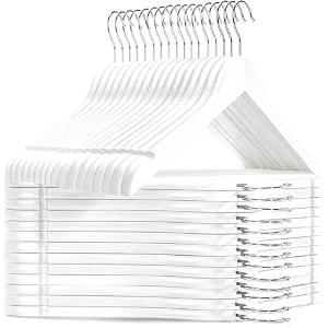 whisket - lotus premium wooden hangers- vintage style smooth finish non-slip pant bar 360 swivel hook  for closet organization shirts coats jackets and dresseswhite pack of 80