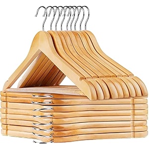 whisket premium wooden hangers hangers wood clothes hangers smooth finish wood hangers for closet heavy duty hangers suit hangers for clothes natural 12
