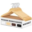 WHISKET - Natural Wooden Clothes Hangers | Smooth Finish Clothes Hangers for Wardrobe Organization | Suitable for Shirts, Coats, Suits &amp; Dresses.(Beige) [Pack of 6]