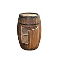 Whiskey Barrel Bar with Storage Shelves and Latch, Solid Wood Barrel Side Table, Wine Barrel Table for Bar, Home Decor and Night Stand (50cm*38cm)