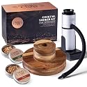 Whiskey Smoker Kit with Smoke Gun, Acacia Top and Apple &amp; Cherry Wood Chips