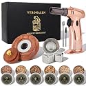 Whiskey Smoker Kit with Triple-Flame Torch, 16-Piece Old Fashioned Smoker Kit with 6 Wood Chips, 2 Stainless Steel Ice Cubes, Cocktail, Bourbon &amp; Drinks, Gift Set for Men, Dad, Father (No Butane)