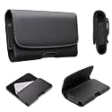 WHITBULL Belt Holster Leather Case Cover Clip Magnetic Closure Compatible with Mobile 6.5 inch Phone Holder - Black
