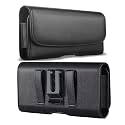 WHITBULL Belt Holster Leather Case Cover Clip Magnetic Closure Compatible with Mobile 6.3 inch Phone Holder - Black