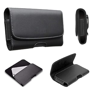 whitbull leather anti theft cellphone belt loop holster magnetic cover compatible with mobile 60 inch phone holder - black