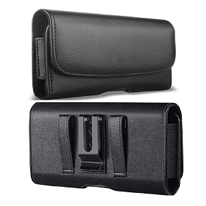 whitbull leather anti theft cellphone belt loop holster magnetic cover compatible with mobile 55 inch phone holder - black