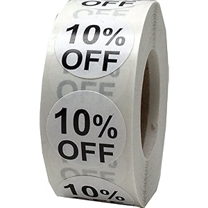 white 10 percent off stickers for retail 075 inch 500 adhesive labels