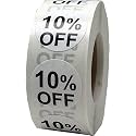 White 10% Percent Off Stickers for Retail 0.75 Inch 500 Adhesive Labels