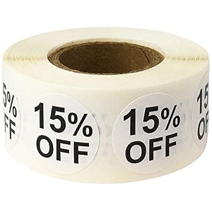 white 15 percent off stickers for retail 075 inch 500 adhesive labels