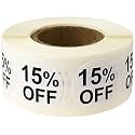 White 15% Percent Off Stickers for Retail 0.75 Inch 500 Adhesive Labels
