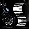 (White) 18pcs - 16"-19" Reflective Wheel Rim Stripe Decal for Motorcycle Wheels Car Cycling Bike Bicycle Night Reflective Safety Decoration Stripe Sticker Compatible with W-Inger