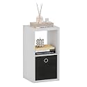 White 2 Cube Storage Organizer with Thickened Wooden Frame, Horizontal &amp; Vertical White Storage Cubes, Two-Tier Closet Cubbies with Open Shelf for Bedroom, Living Room, 14.6" x 15.9" x 30"