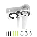 White 2-Slot Multi Mic Holder for Handheld Wired/Wireless, Wall/Stand Mount