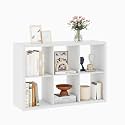 White 6 Cube Storage Organizer, 13 Inch Storage Organizer Cubes, Wooden Closet Cubby Shelving, Wood Vertical Bookshelf with 6 Cubby Shelves for Bedroom, Living Room, 14.6 x 43.8 x 30.7, White
