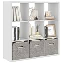 White 9 Cube Storage Organizer with Thickness Wooden Board, Wooden Nice Cube Storage Organizer, 9 White Cubbies Shelf for Bedroom, Living Room, Playroom, 14.6" x 43.8" x 43.8"