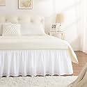 White Bed Skirt Queen Size 21 Inch Drop, Elastic Wrap Around Bedskirt