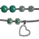 Fit Pandora Charms Birthstone Bracelets Heart Dangle Gemstone Bead- Green
