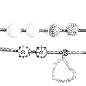 Fit Pandora Charms Birthstone Bracelets Heart Dangle Gemstone Bead - White