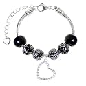 White Birch Charm Bracelet Black Birthday Gift 7.1 Inch 18cm