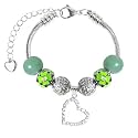 Fit Pandora Snake Bracelet with Heart Charms Set 8 inch Lime Green