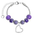 White Birch Bracelets Gifts for Women 8.5 inch with Charm Set Purple