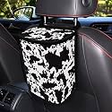 White Black Cow Car Trash Can Cow Car Accessories Leak Proof Trash Bag with Lid and Zipper Portable Collapsible Garbage Can Multipurpose Storage Organizer Car Trash Bag Hanging Cute