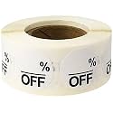 White Blank% Percent Off Stickers for Retail 0.75 Inch 500 Adhesive Labels