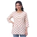 White Block Print Short Kurti Pure