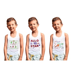 White Boys Underwear Vests Baniyan Cotton Regular
