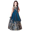 White Button Teal Girls Party Wear Dress