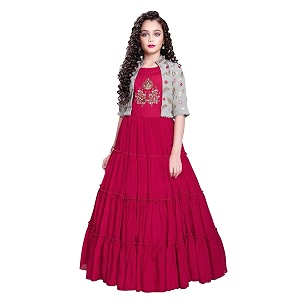 White Button Girls Jacket Style Gown