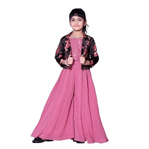 White Button Girls Lemon Yellow Indo Western